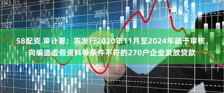 58配资 审计署：农发行2020年11月至2024年疏于审核，向编造虚假资料等条件不符的270户企业发放贷款